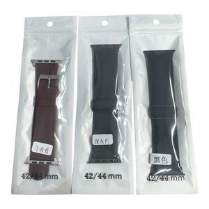 3 New Apple Watch Bands 1 Red Faux Leather 1 Gray And 1 Black Elastic 42/44/MM